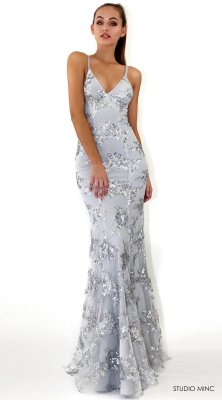 Occassional Sequins Straps Floor Length Evening Dress