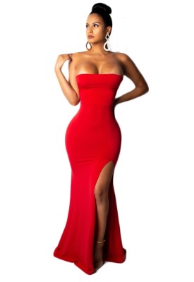 High Cut Sexy Strapless Evening Dress