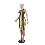 Multi-Colored Stripes Vest Dress