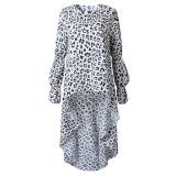 Occassional High Low Leopard Top with Pop Sleeves