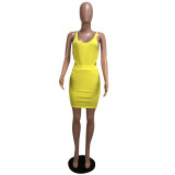 Yellow Cut Out Sleeveless Bodycon Dress