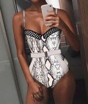 Snake Skin One-Piece Straps Swimwear