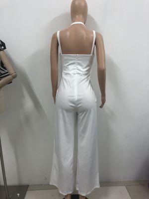 White Hollow Out Occassional Jumpsuit