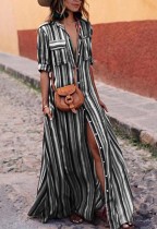 Colorful Stripes Long Blouse Dress with Sleeves