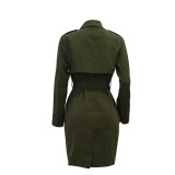 Long Green Coat with Belt 27356-2