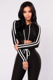 Two-Piece Black Sportswear with Contrast Bands 27272