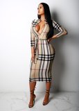 Multi-Colored Geommetric Long Curvy Dress