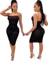 Sexy Ruched Straps Bodycon Dress