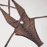 High Cut Sexy Leopard One-piece Swimwear