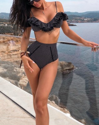 Two-Piece Polka Dot High Waist Swimwear