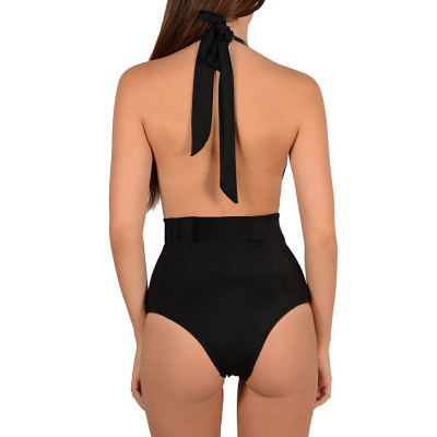Sexy One-Piece Black Halter Swimsuit