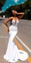 White Applique Straps Mermaid Wedding Dress