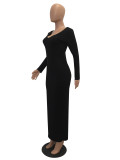 Long Sheath Sweater Dress with Full Sleeves