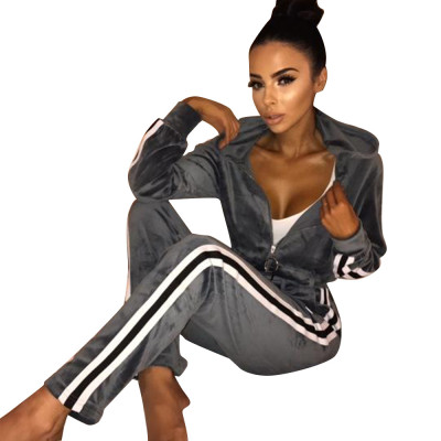 Pure Velvet Tracksuit with Contrast Bands 27498-2