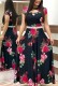 Flower Print Cut Out Short Sleeve Maxi Dress