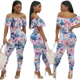 Off Shoulder Flower Jumpsuit