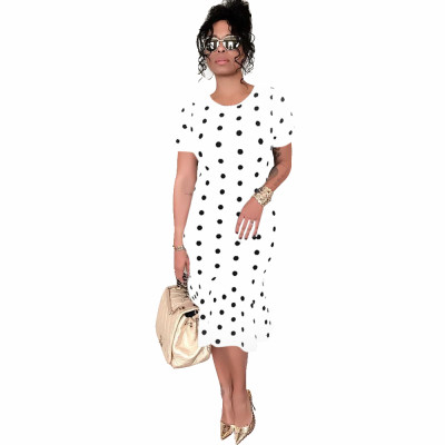 Short Sleeve Polka Dot Mermaid Dress