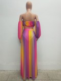 Colorful Strapless Top and Maxi Skirt