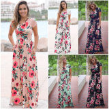 Floral Printed Short Sleeve Casual Maxi Dress 26063-5