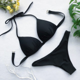 Solid Color Two-Piece Padded Swimwear