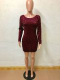 Sexy Bling Bling Long Sleeve Party Dress