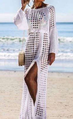 Long Sleeves Crochet Long Beach Dress