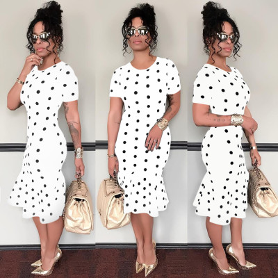 Short Sleeve Polka Dot Mermaid Dress