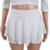 Sexy Off-Shoulder Crop Top and Overlay Shorts 26665