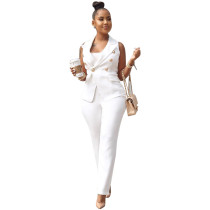 White Sleeveless Office Suit