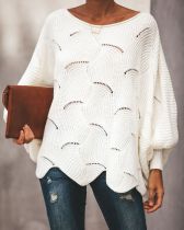 Bat Sleeving Pullover Sweater with Irregular Hem