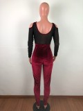 Sexy Cut Out Long Sleeves Bodycon Velvet Jumpsuit