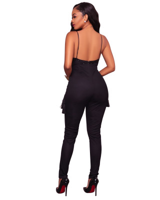 Sexy Sequins Straps Jumpsuit with Tassels 28235-1