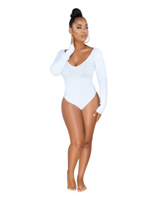 Sexy Plung Long Sleeve Bodysuit