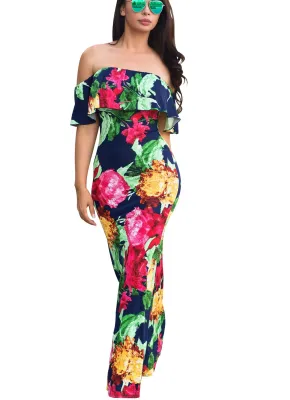 Off Shoulder Long Flower Dress
