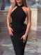 Black Detailed Scoop Midi Dress