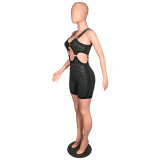Sexy Cut Out Bead Straps Bodycon Rompers