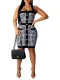 White and Black Halter Bodycon Dress