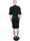 Sheer Bodycon Dress with Ruffle Sleeves LI_0160-1