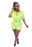Button Up Neon Top and Shorts