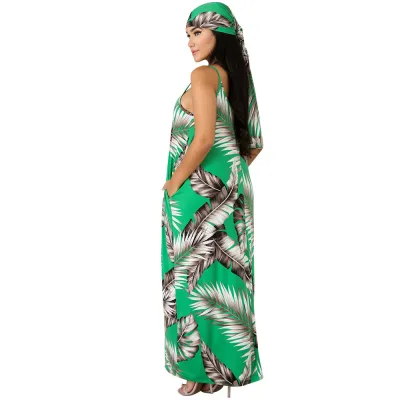 Print Straps Long Loose Dress