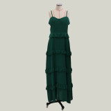 Green Straps Layer Evening Dress