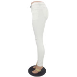 High Waist White Ripped Jeans 27314