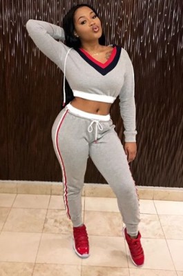 Sexy V-Neck Crop Sports Suit