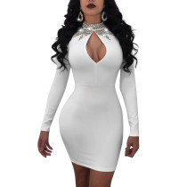 Keyhole Sexy Bodycon Dress with Sequins Neckline