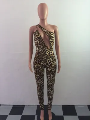 Sexy Leopard Tight Clubbing Jumpsuit