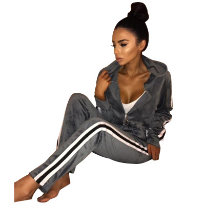 Pure Velvet Tracksuit with Contrast Bands 27498-2