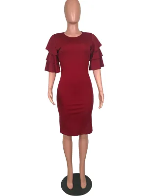 Sheer Bodycon Dress with Ruffle Sleeves LI_0160-4