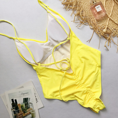 Plain Color One-Piece Straps Swimwear