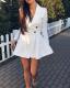 White Long Sleeve Fit-and-Flare Blazer Dress