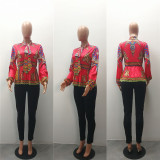 African Dashiki Red Peplum Tops 27216